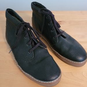 UGG | High-top black pebbled leather  lace-up booties, Size 10.5